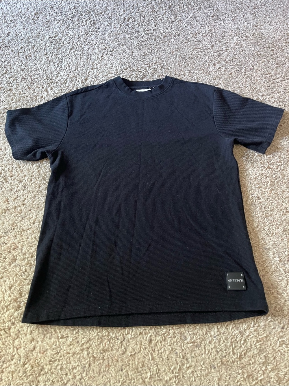 Public Supply Men’s Knit Black Tee With Rubber Coordinates Patch